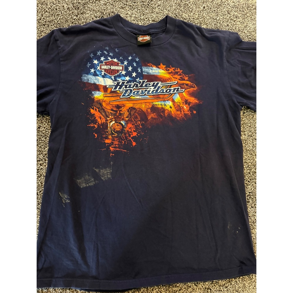 Vintage Harley Davidson T-Shirt Redwood Eureka California Navy Blue Y2K Mens L